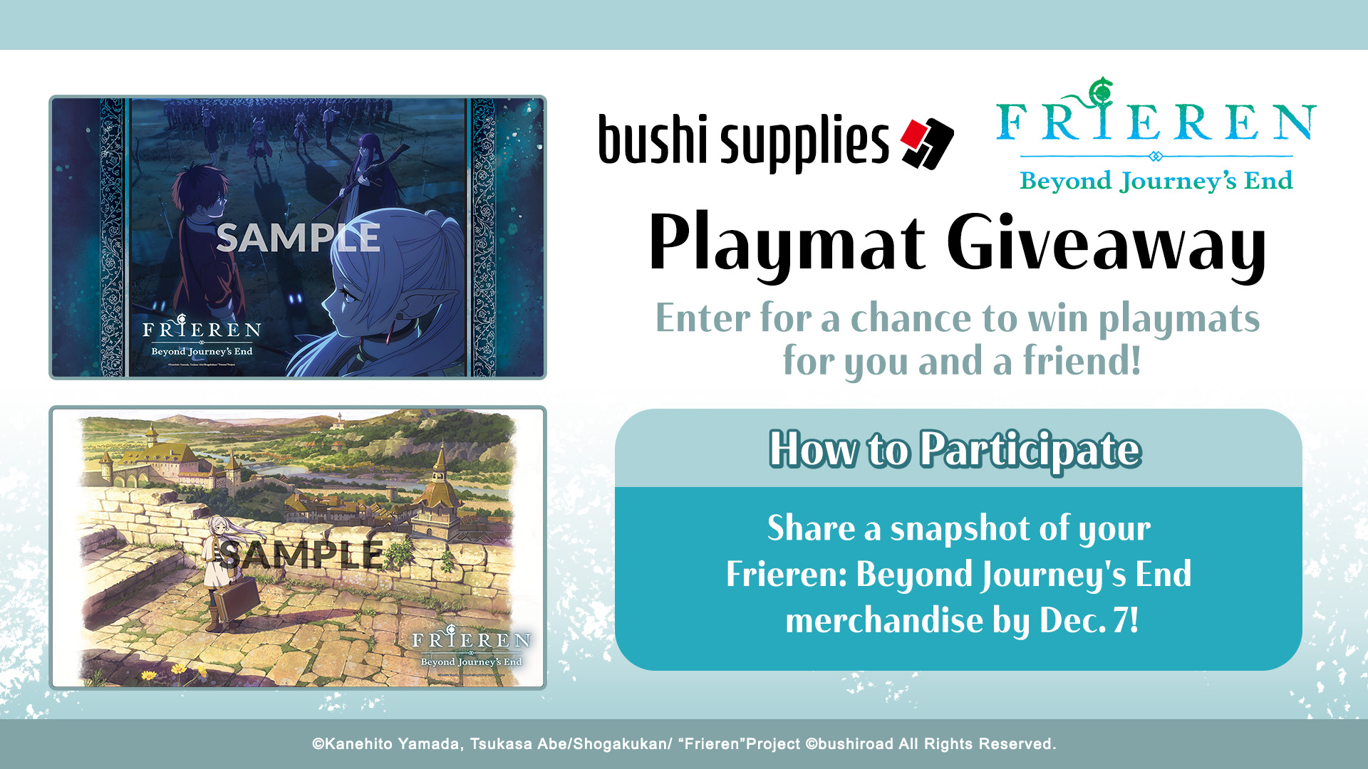 Bushi Supplies - Frieren Playmats Giveaway Campaign